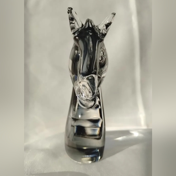 Vintage Art Glass Horse Head Paperweight Sculpture Figurine Murano gray MCM - Picture 4 of 8